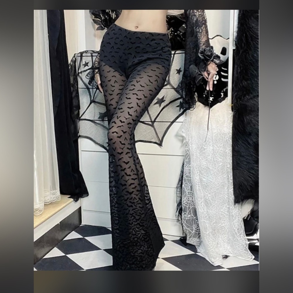 Sheer Gothic Halloween Bat Pants